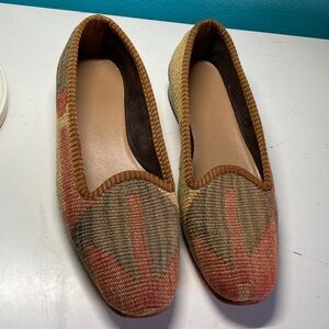 Wool Kilim Womens Size 39 US 8.5 Earthtone Multicolor Loafers